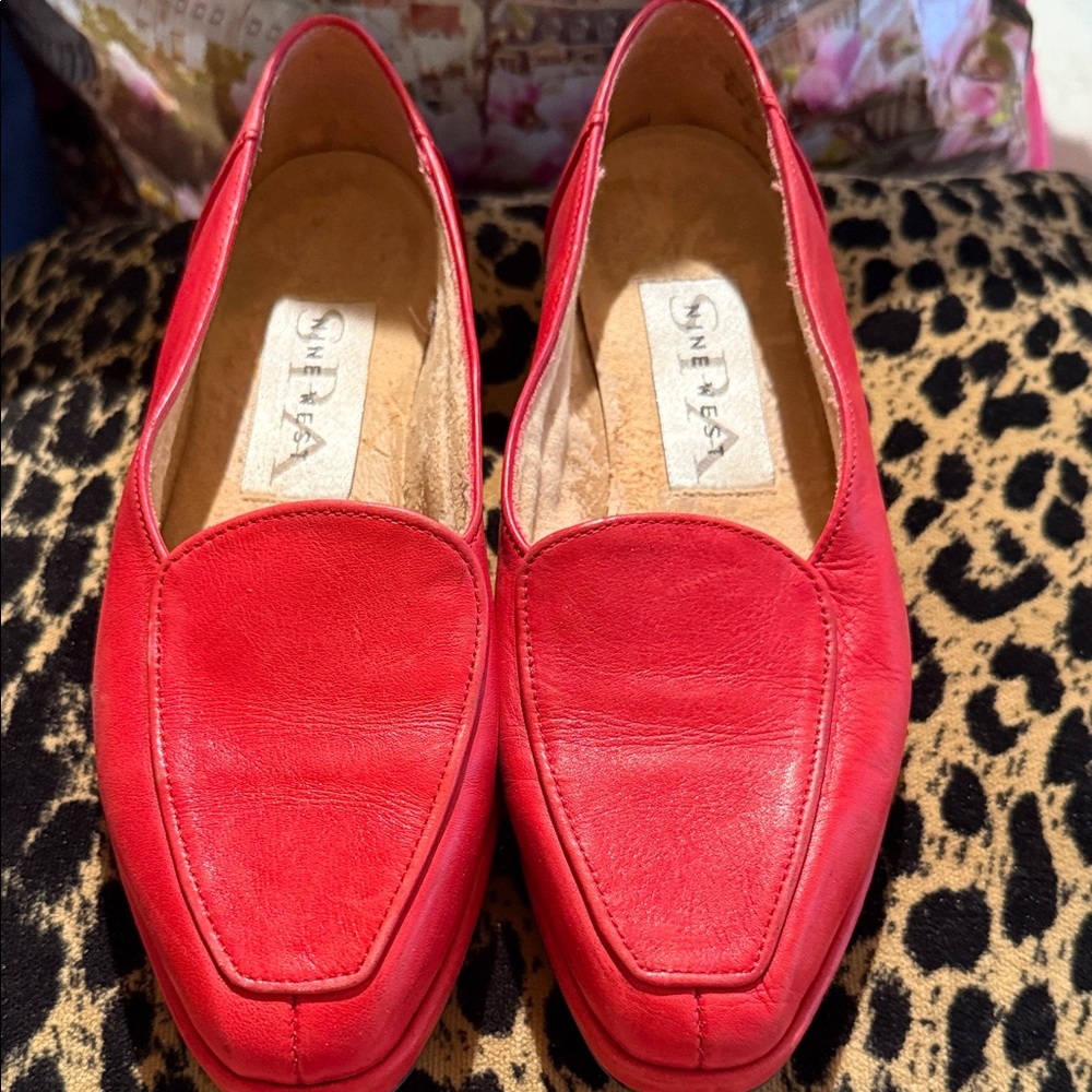 Nine West Bold Red Leather Flats